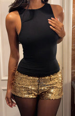 Bold Moves Sequin Shorts Gold