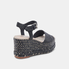 TIAGO WEDGES BLACK RAFFIA - re:vita