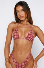 Golden Hour Bikini Top Berry Plaid