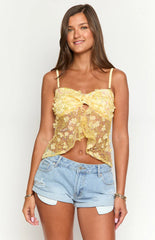 Isabella Yellow Sequin Strapless Top