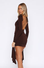 Love Game Long Sleeve Mini Dress Chocolate