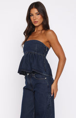 Dedicated To Growth Denim Top Dark Blue