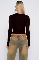 Game Over Long Sleeve Top Dark Chocolate