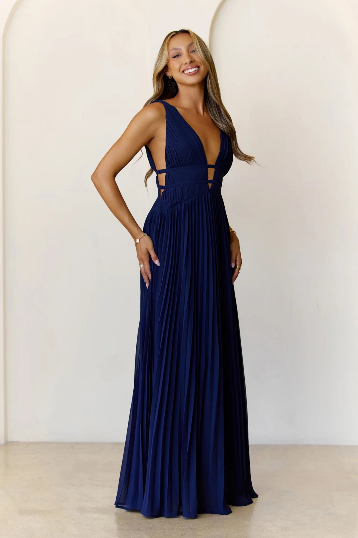 Elegant Vision Maxi Dress Navy