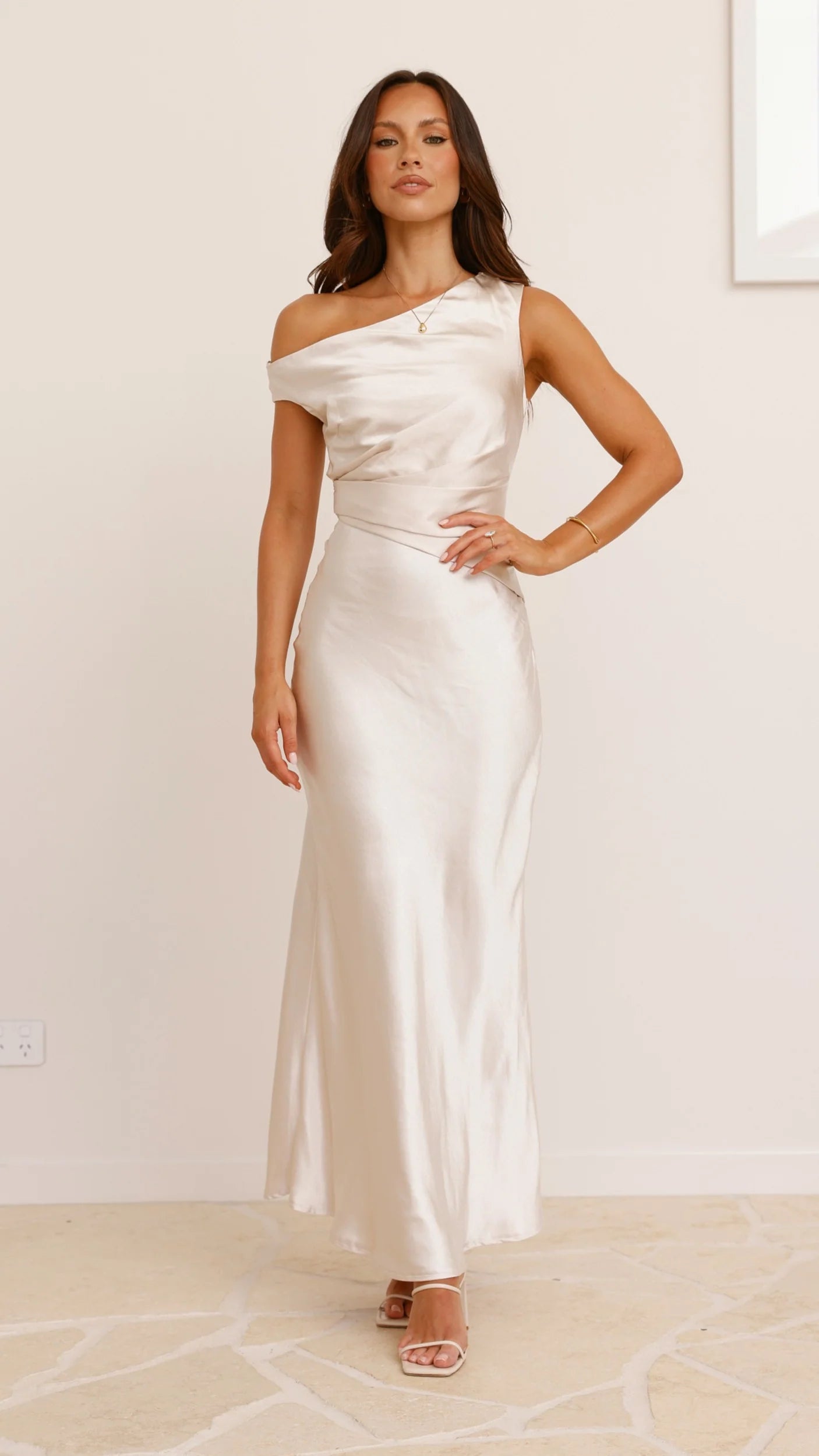 Auria Off Shoulder Maxi Dress - Champagne