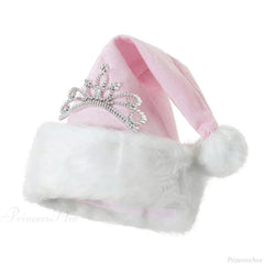 Santa Claus Fluffy Party Cap with Princess Tiara Women Hat
