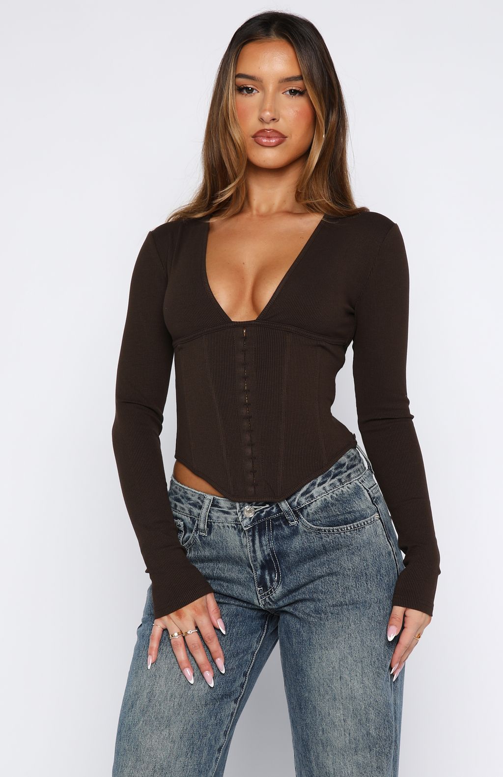 In Pursuit Long Sleeve Corset Chocolate