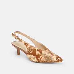 ALENNA HEELS BROWN SNAKE CALF HAIR