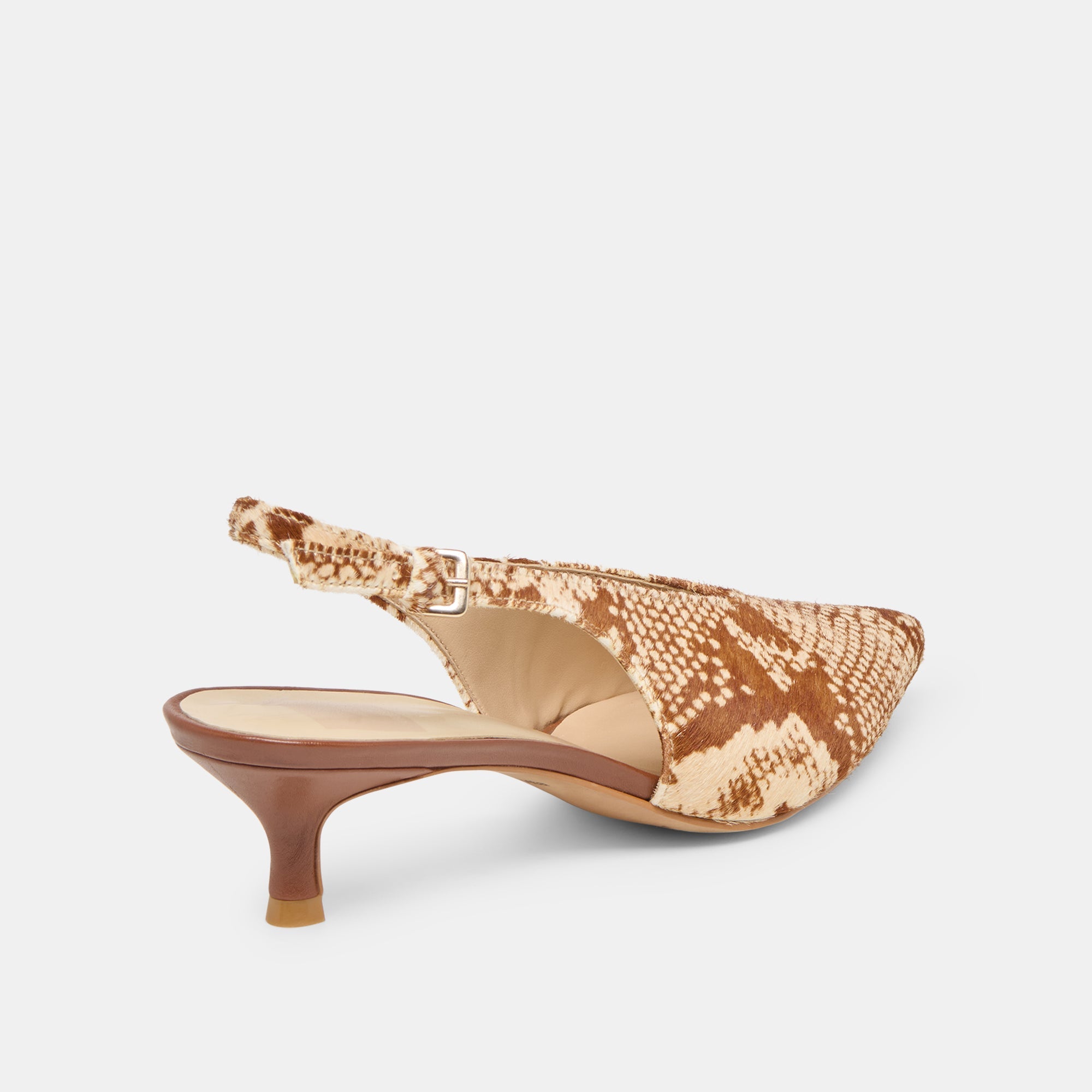 ALENNA HEELS BROWN SNAKE CALF HAIR