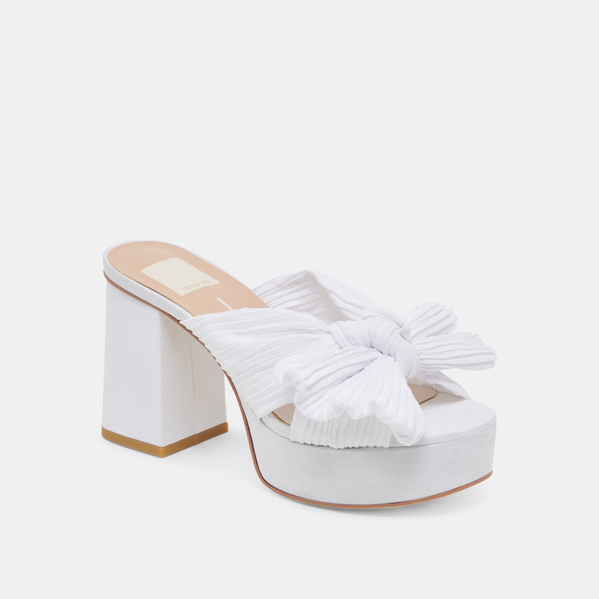 BLARE HEELS WHITE SATIN - re:vita
