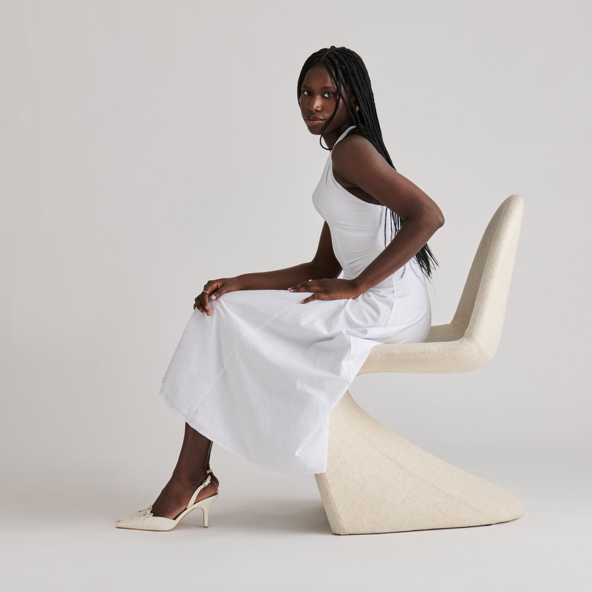 HAMYA HEELS WHITE LEATHER