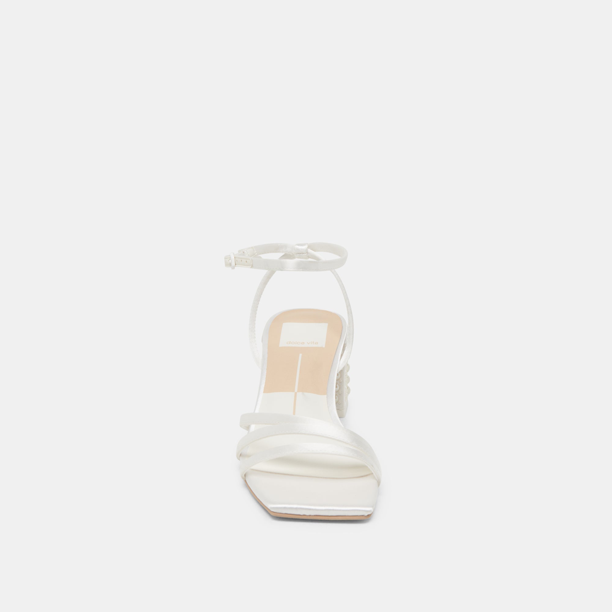 YSABEL PEARL HEELS TRUE WHITE SATIN