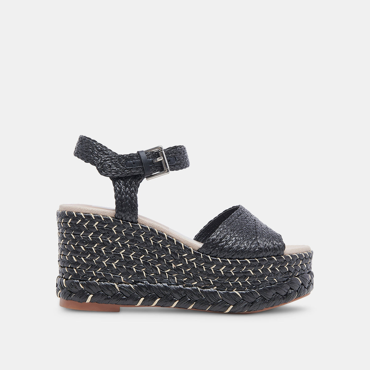 TIAGO WEDGES BLACK RAFFIA - re:vita