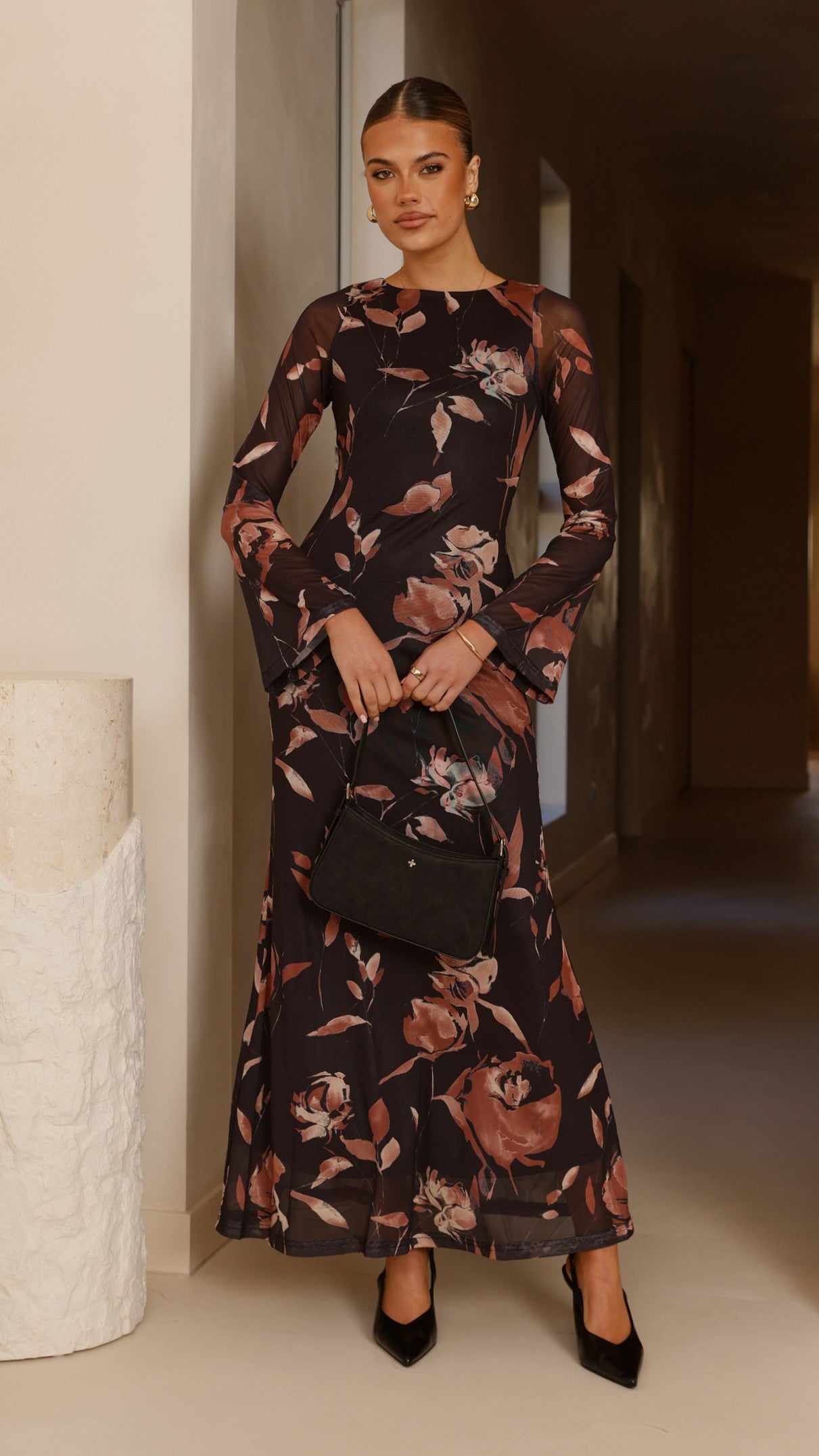 Koah Long Sleeve Maxi Dress - Flower Print