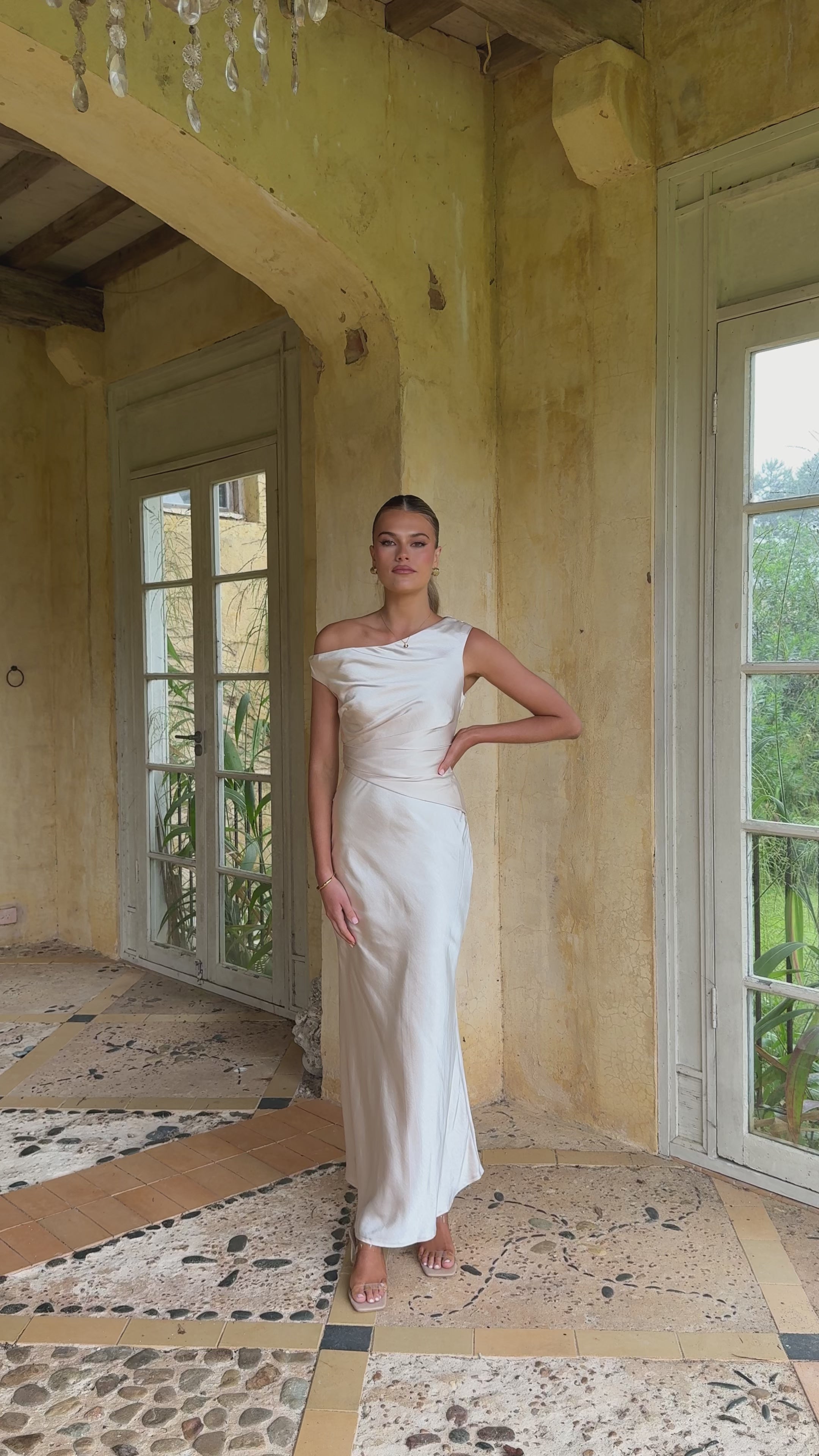 Auria Off Shoulder Maxi Dress - Champagne