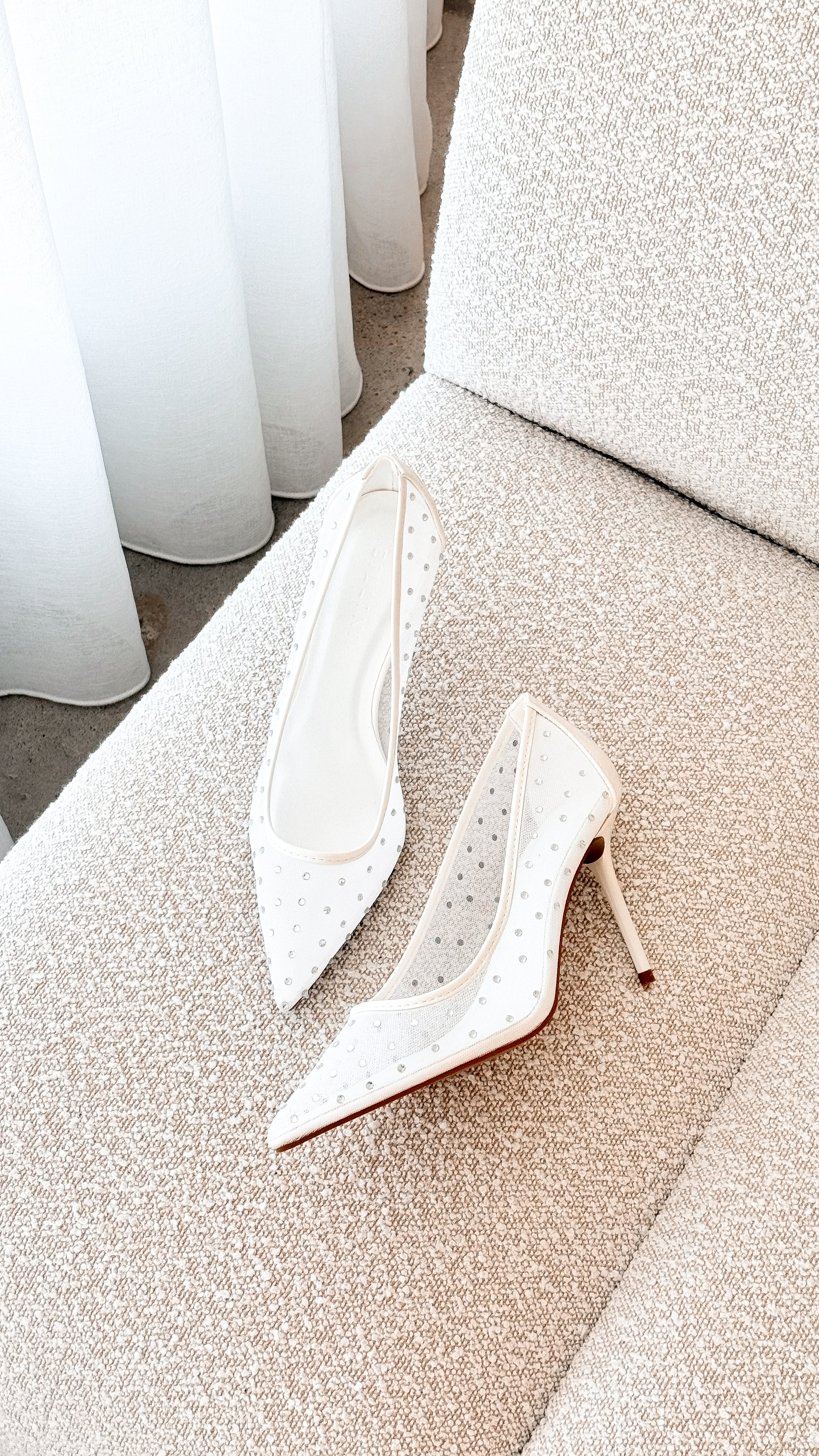 Lee Heels - White Mesh Diamante
