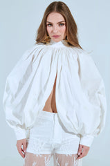 MASTERPIECE WHITE PUFF LONG SLEEVE TOP