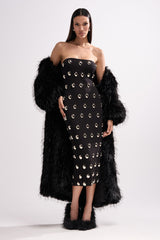 TIME AFTER TIME MIDI DRESS WITH METAL DETAILING
