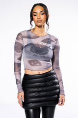 ALL EYES ON YOU LONG SLEEVE MESH TOP