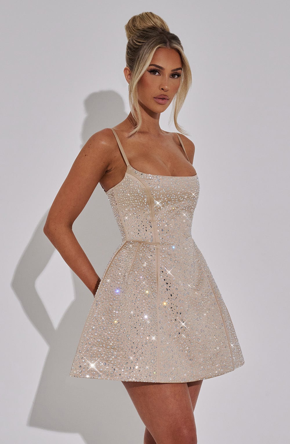 Angelique Mini Dress - Champagne Dress Babyboo Fashion Premium Exclusive Design