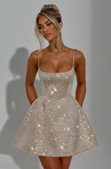 Angelique Mini Dress - Champagne Dress Babyboo Fashion Premium Exclusive Design