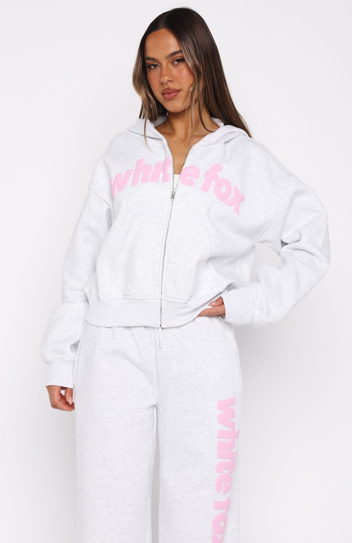 From The Archives Kenzie Boxy Zip Front Hoodie Grey Marle