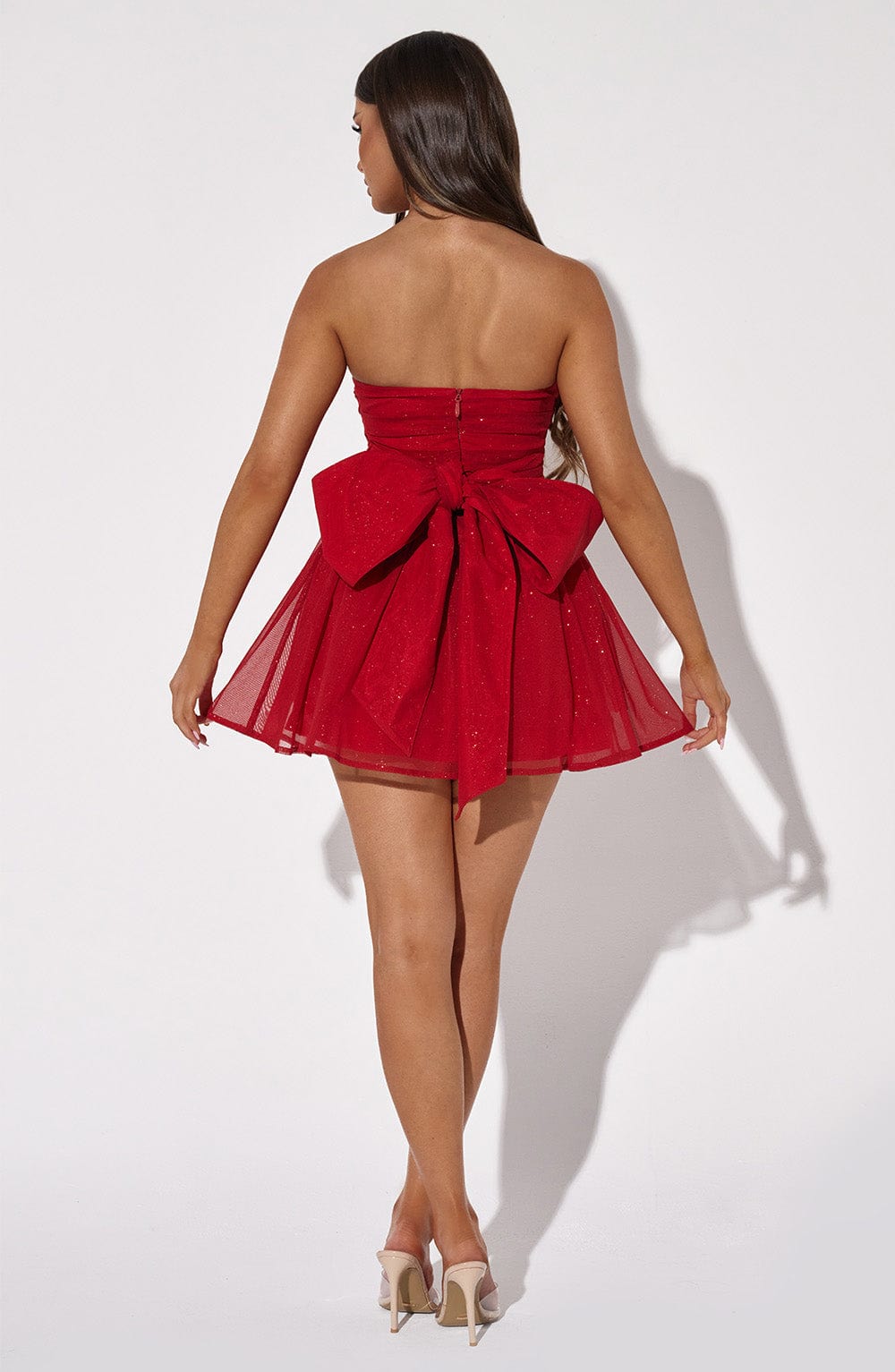 Katrina Mini Dress - Red Sparkle Dress Babyboo Fashion Premium Exclusive Design