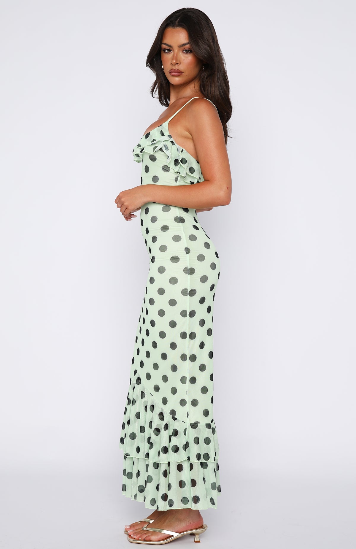 Amped Up Midi Dress Melon/Black Polka Dot