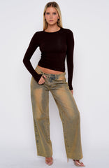 Game Over Long Sleeve Top Dark Chocolate